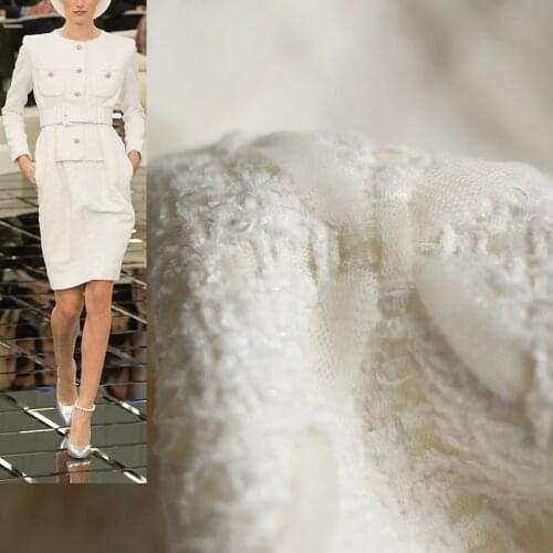 Red Raspberry France Tweed White Diamonds Braid Fabrics Garment Material Autumn Women Coat Skirt DIY Sewing Cloth Freeshipping