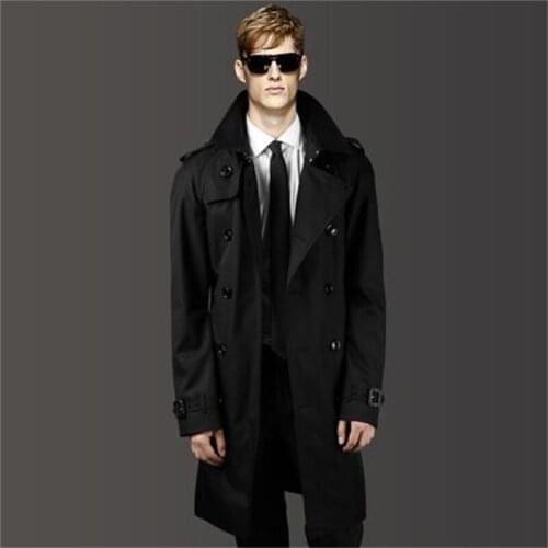 Mens trench coats man double-breasted long casual clothes slim fit overcoat new designer black куртки мужские весна 2021 brown