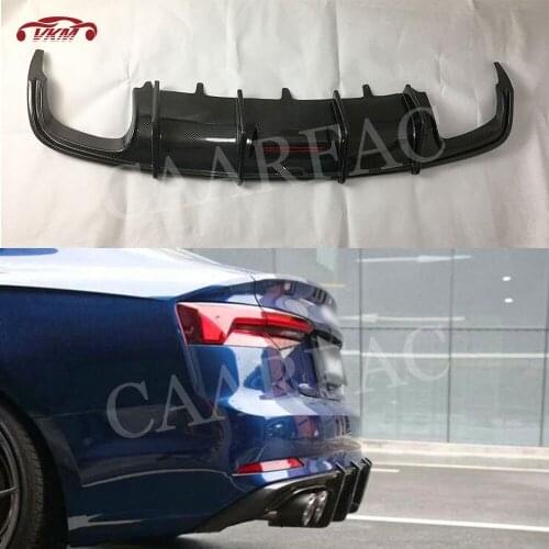 Carbon Fiber Rear Bumper Lip Diffuser Spoiler for Audi A5 S5 Sedan 4 Door 2017 2018 2019 With LED Light Bumper