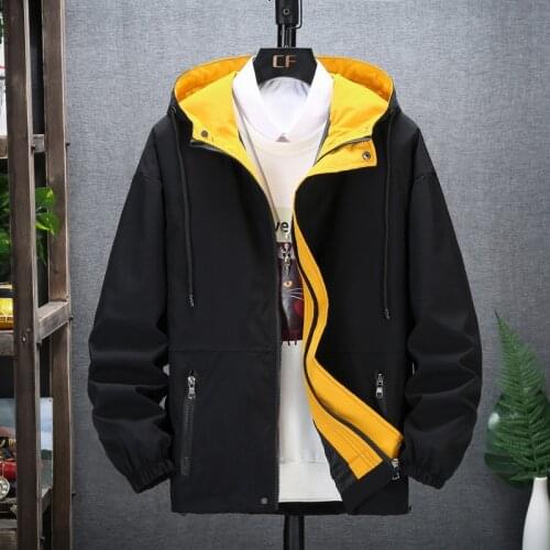 Windbreaker Korean Hooded Bomber Jackets 7Xl 8Xl Men Harajuku Patchwork Jackets Coats 2021 Japanese Streetwear Vintage