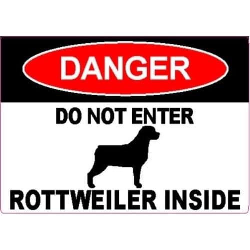 13cm X 9.3cm 1 Pcs DANGER DO NOT ENTER ROTTWEILER INSIDE Dog Caution Warning Decal Personality Vinyl Car Sticker Waterproof