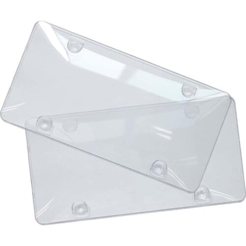 White Transparent Durable 2pcs/Set Convex Clear License Plate Tag Frame Covers Bubble Shields Protector For Car-Truck