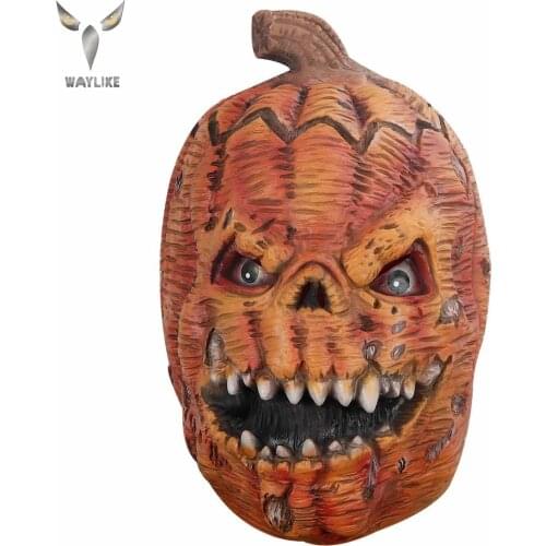 WAYLIKE Halloween Glowing Horror Pumpkin Mask Cosplay LED Neon Light Up Masquerade Mask For Halloween Festival Party Decoration