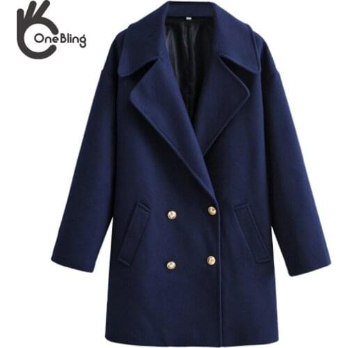OneBling Za Woman 2021 Autumn Winter Clothing Fashion Casual Double Breasted Warm Wool Coat Female High Woolen Overcoats