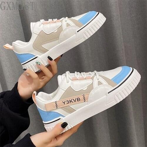 2021 Autumn New Womens Comfortable Sneakers Fashion Color Matching Platform Low Cut Casual Shoes White Shoes Zapatillas Mujer