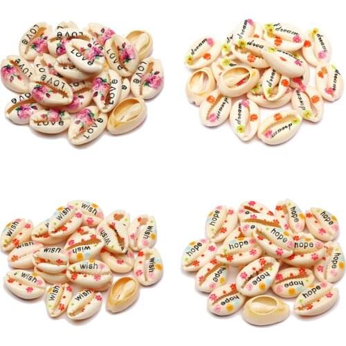 20pcs/Batch Natural Painted Shell 10-20mm Spacer Cowrie Conch Beads For DIY Jewelry Making Finding Seashell Necklace Bracelet