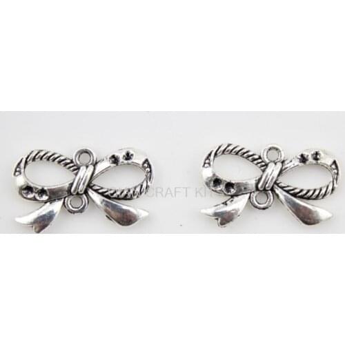 120 pcs bowknot antique silver zinc alloy pendant, charm, drops for diy 23X14mm lead and nickle free