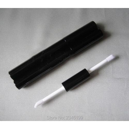 2*4ML 50pcs/lot Empty Lipstick Double Ended Tube, Black Plastic Cosmetic Packing Container, Lip Gloss Bottle, Round Makeup Tool