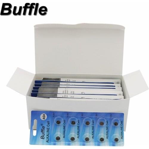 Buffle 200Pcs/20cards Ag4 Alkaline Button Coin Battery SR626SW 377 177 1.5V SR626 Lithium Batteries
