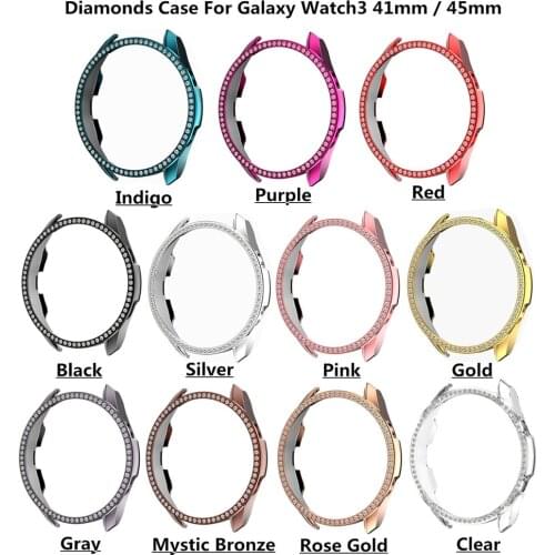 Diamond Pc Case For Samsung Galaxy Watch 3 45mm 41mm Shiny Diamond Pc Cover Case Bumber For Samsung Galaxy Watch 3 45mm 41mm