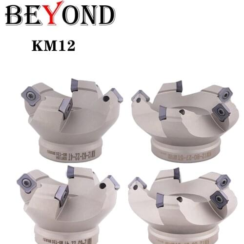 BEYOND KM12 45 Degree Steel Cutter Head KM12-50 63 4T Positive And Negative Milling Holder For Milling Cutter Machine
