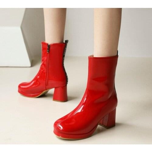 Spring Autumn In The Cylinder Fashion Boots Womens Boots Comfortable Thick Heel Round Head Joker-390-2