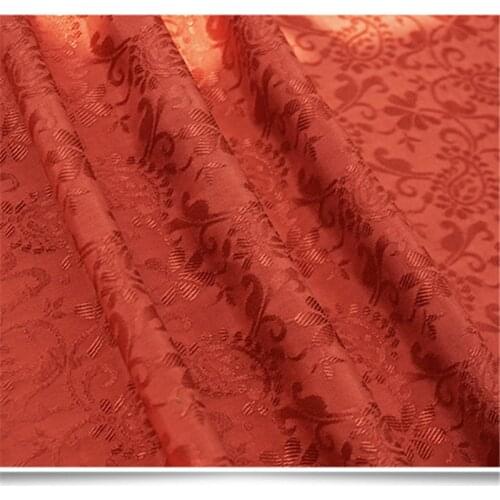 CF1053 Chinese Traditional Silky/Cotton Fabric Chinese Wedding Clothing Flowers Jacquard Orange Red Fabrics DIY Materials