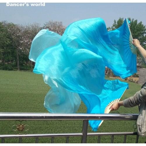 Cheap belly dance fan veil blue white dyed 100% pure natural fan 150/180cm long belly dance fan for girls belly dance fan A pair