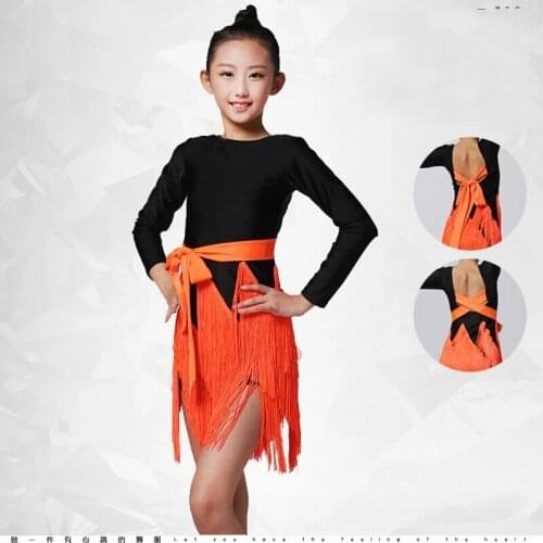 Child Kid Children Latin Dance Dress For Girls Samba Stage Dress Dancing Dress Girl tassel Latin Dancewear Performance Costume