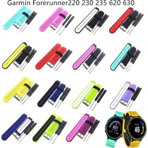 Hot Sale 2in1 Watchband Silicone Replacement Wrist Watch Band bracelet strap For Garmin Forerunner 220/230/235/620/630