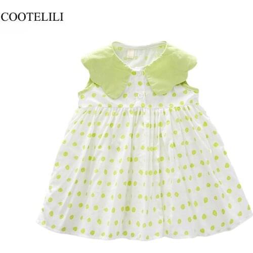 COOTELILI Dot Cotton Summer Dress Girls Kids Girls Beach Clothes Cute Baby Girl Dress Party Dress For Kids Girl Birthday
