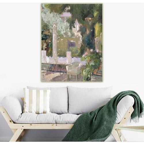 Holover Canvas Oil Painting Joaquin Sorolla"The Gardens At The Sorolla Family House"Naturalism Aesthetic Poster Home Decoration