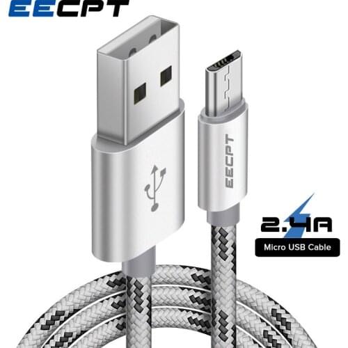 EECPT Micro USB Cable 2.4A Mobile Phone USB Charger Cable Fast Charging Wire Data Sync Microusb Cord for Samsung S7 S6 Xiaomi