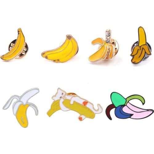 Banana Collection Enamel Pins Cartoon Fruit Brooches Button Badge Clothes Bag Hat Lapel Pin Buckle Funny Jewelry Gift for friend