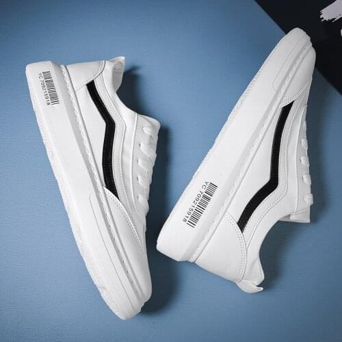 Men White Casual Shoes Breathable Non-slip Wear-resistant Flat Shoes Soft Leather Fashion Lace Up Sneakers For Male sneakers
