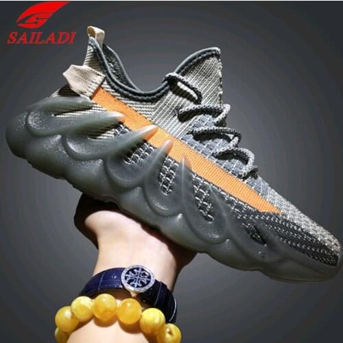 Sailadi Running Shoes Men Flying Weaving Mesh Breathable Casual Fashion Sports Shoes Outdoor Fitness Training Sneakers SYN450-1