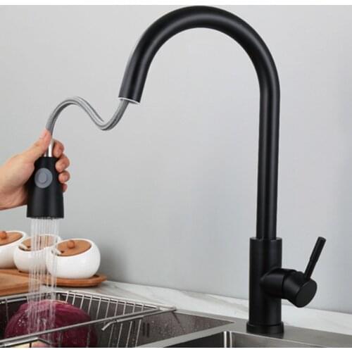 Stainless Steel Kitchen Faucet Single Handle Pull Out Kitchen Sink Water Mixer Tap 360 Rotation Shower Faucet Stream Sprayer