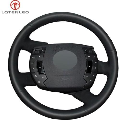 LQTENLEO Black Artificial Leather DIY Hand-stitched Car Steering Wheel Cover For Citroen C5 2008-2017