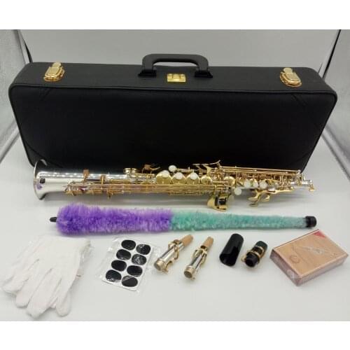 MFC Soprano Saxophone S-9937 S-WO37 Silvering Gold Key Sax Soprano Mouthpiece Ligature Reeds Neck Musical Instrument