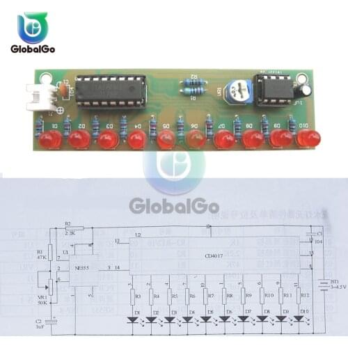 NE555 CD4017 Running LED Flow Light Electronic Production Suite Control Board Module Capacitor Oscillator Clock Siganal DIY Kit