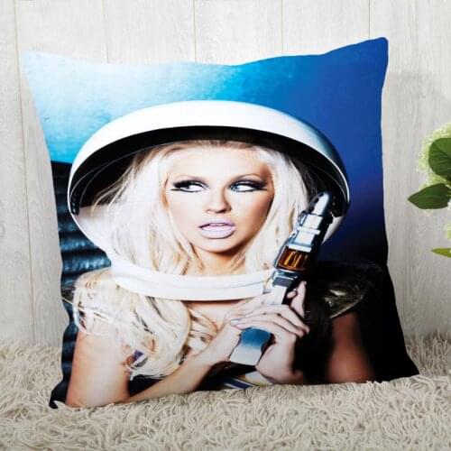 Custom Pillow Cases Christina Aguilera Square Pillowcase Christmas Zippered Pillow Cover 40*40cm,45*45cm(One Side)