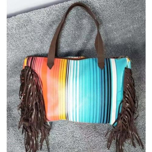 2021 New Women Handbags Female Casual Patchwork Bags Ladies Fashion Rainbow Tassel Zipper Handbag