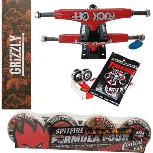 Spitfire wheels forged 5.25inch THUNDER skateboard trucks good quality chrome steel bearings grizzly grip tape skateboards