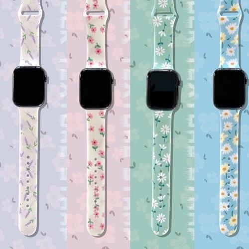 Lavender Daisy Flower Ladies Strap is suitable for Apple Watch 38 40 42 44mm iWatch series2 3 4 5 6sE replacement strap gift