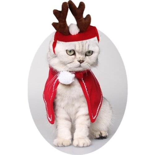 Christmas Reindeer Cat Hat Short Plush Cats Dogs Pets Accessories Holiday Dress Up Headress Festival Decoration Cute Ornament