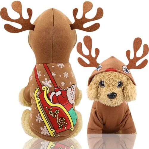 Christmas Puppy Dogs Costume Cute Santa Elk Winter Lovely Deer Sweater Hoodies Clothes Pet Cat Pullover Costume for dog dress