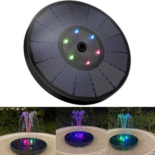 Solar Fountain Pump with 6 LED Lights 7V/3W Portable Floating Solar Powered Water Fountain Pump for Bird Bath/Aquarium/Garden