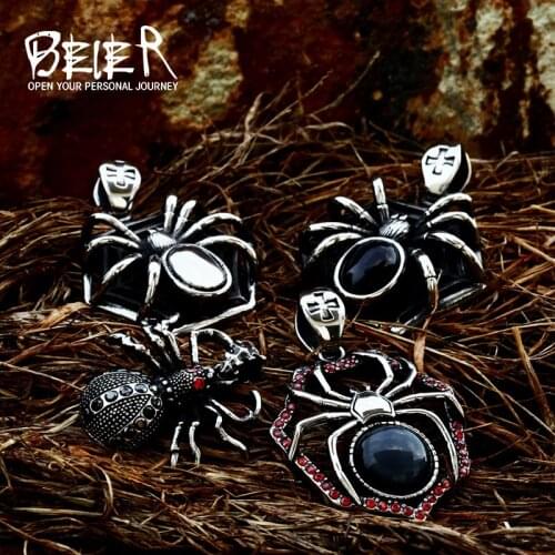 Stainless Steel Ferocious spider Animal Pendant Gem pendant Chain Necklace Fashion men Jewelry BP8-571