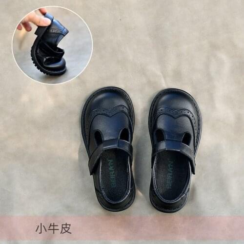 Dolakids British Girl Leather Princess Shoes Black Leather Shoes Dpring and Autumn Soft Single Shoe Campus Performance Shoes