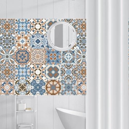 Retro Vintage Tiles Stickers Bathroom Kitchen Washable Waterproof PVC Wall Stickers Home Decor Art Wall Decals 20x100cm
