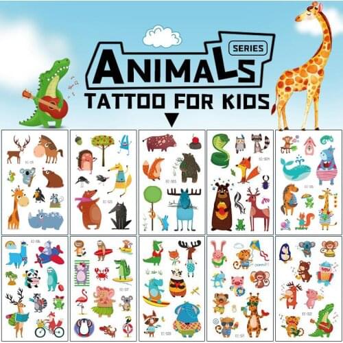 Cute Tortoise Giraffe Design Water Transfer Waterproof Temporary Tattoos Stickers For Kids Girl Children Gift Fake Tattoo