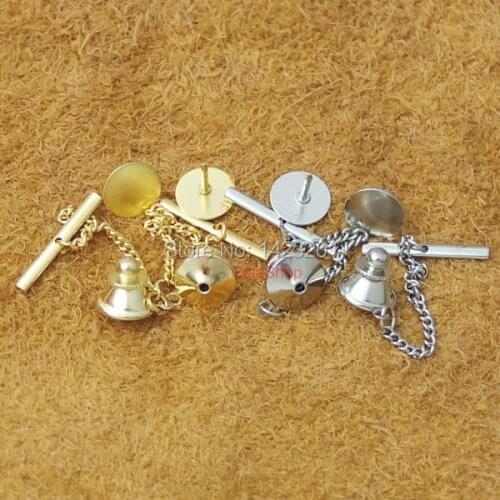 50 sets Locking Tie Tac Tack Pin Guard Clutch Backs Chain Lapel Findings Blanks Nickel Gold choice F202