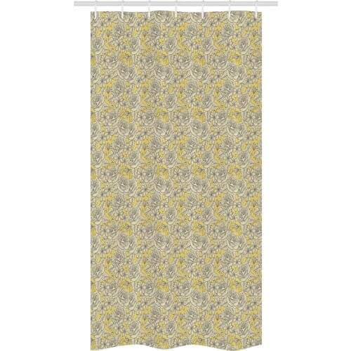 Rose and Daisy Shower Curtain Set Romantic Blossom Soft Vintage Waterproof Fabric Narrow Bath Curtain Bathroom Decor with Hooks