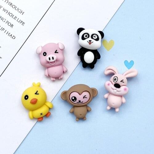 10Pcs Cartoon Animals Flatback Resin Cabochon for Hair Bows Center DIY Scrapbooking Phone Decor Jewelry Earring Accessories