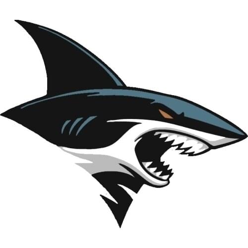 15.9*13.4CM Interesting Sharks Cartoon Colored PVC Car Sticker Decoration Graphic