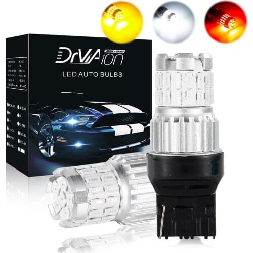 2PCS 1200ML T20 7443 W21/5W LED Reversing Lamp Canbus Error Free 36SMD Replacement T20/7440 White Yellow Red LED Brake Lights