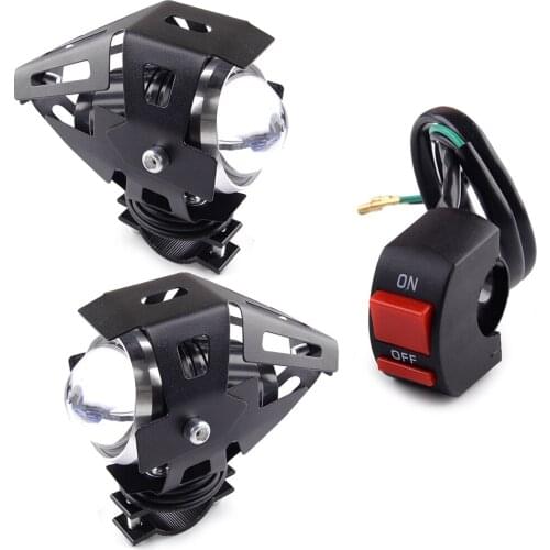 2Pcs Universal Motorcycle 12V 10W 6500LMW Angel Eyes Front Spot Lights LED Driving Headlight Fog Lamp & Switch