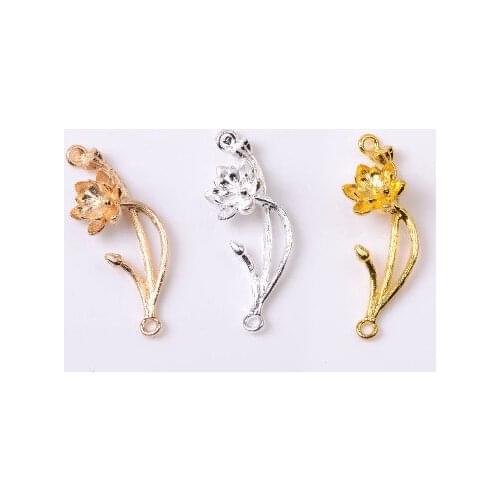 20 PCS 42*17mm Twig Flower Alloy Pendant DIY Necklace Bracelet Headgear Accessories Handmade
