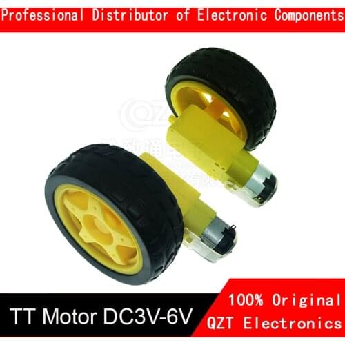 4pcs/lot=2pcs TT motor + 2pcs 65mm wheel DC3V-6V Motor 130 Gear motor with the wheel for Arduino Smart Car Robot TT Motor 3V-6V