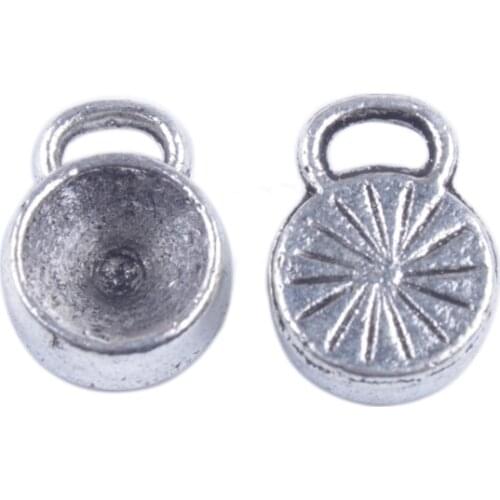 40PCS Tibetan Silver Color 8mm Rivoli Round Settings Charms A9064